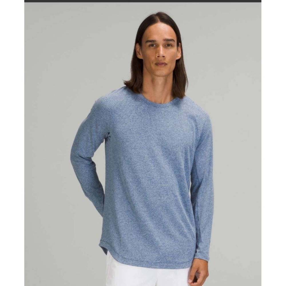 Lululemon Drysense Long Sleeve Shirt Blue Heathered Training Top Mens